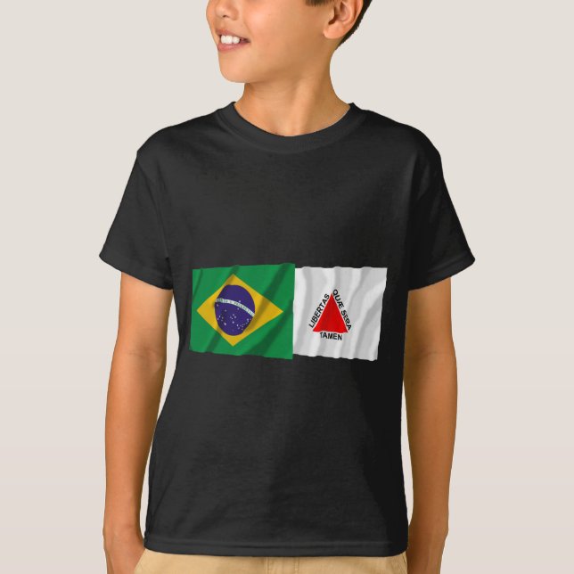Minas Gerais & Brazil Waving Flags T-Shirt (Front)