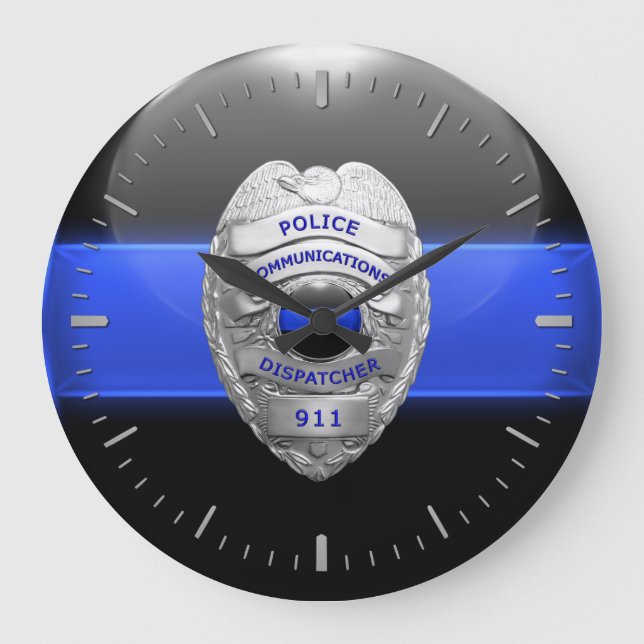 Mince Ligne Bleue Police 911 Grande horloge (Recto)