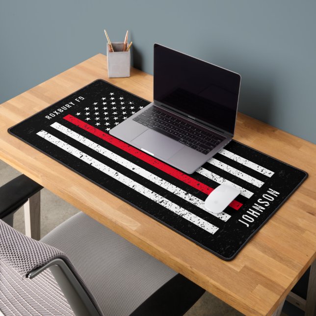 Mince Red Line Distressed American Flag Pompier (Bureau 2)