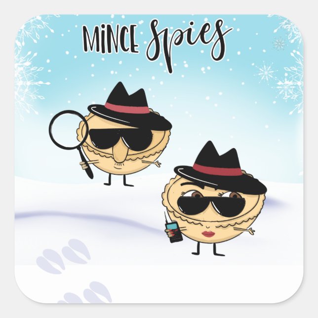 mince spies joke mince pies funny joke christmas square sticker (Front)
