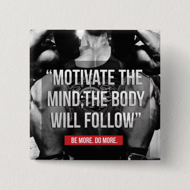 Mind and Body - Workout Motivational 2 Inch Square Button (Front)
