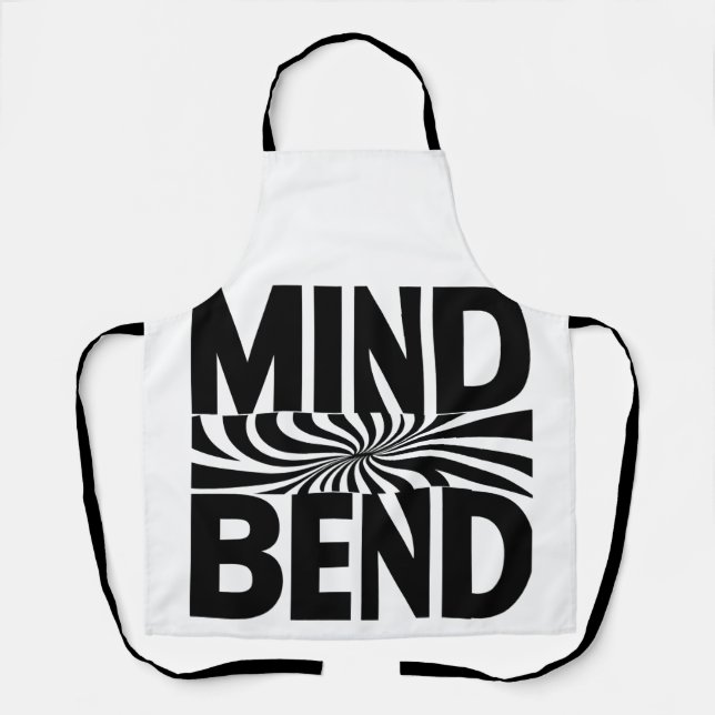 Mind Bend Optical Illusion Bold Black and White Apron (Front)