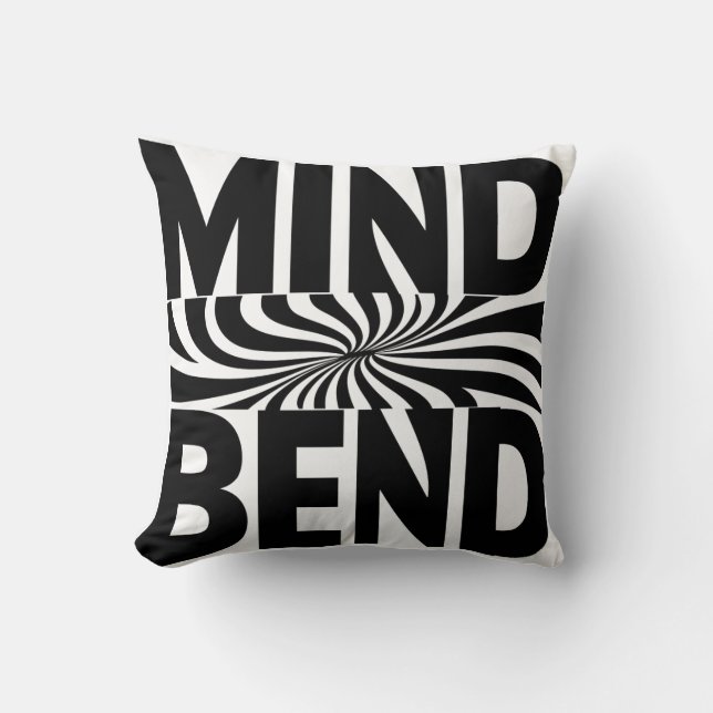 Mind Bend Optical Illusion Bold Black and White Throw Pillow (Front)