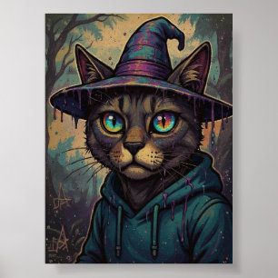 mind-blowing psychedelic witch cat masterpiece  poster