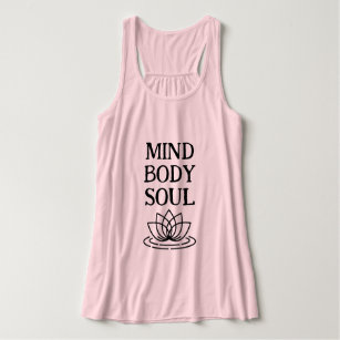 Mind body soul lotus flower tank top for women