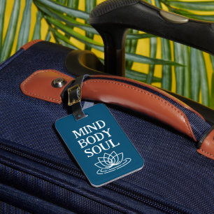 Mind body soul lotus flower zen travel luggage tag