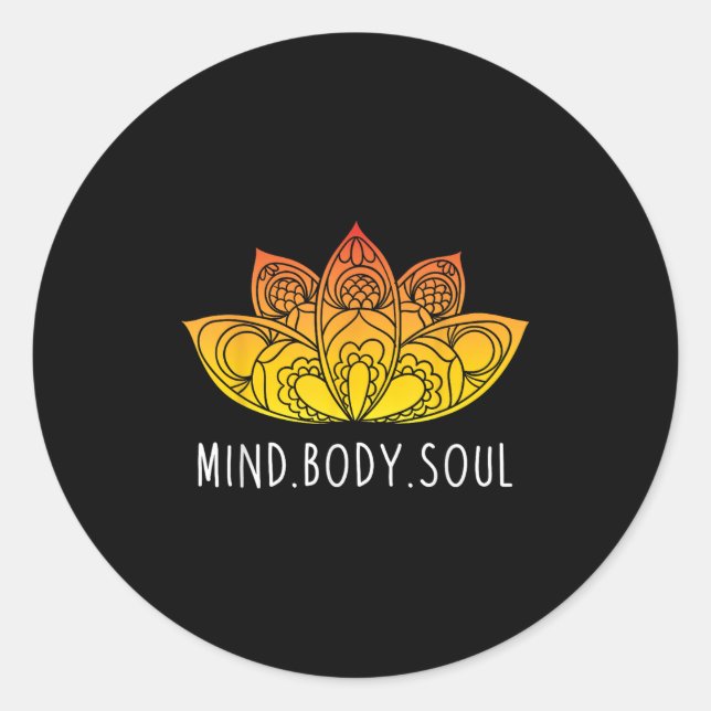 Mind Body Soul Women Meditation Graphic Ideas  Classic Round Sticker (Front)