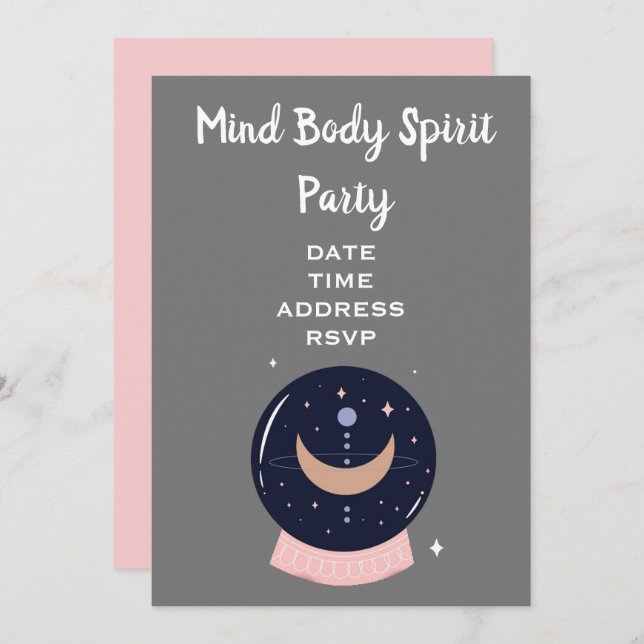 Mind Body Spirit New Age crystal ball party Invitation (Front/Back)