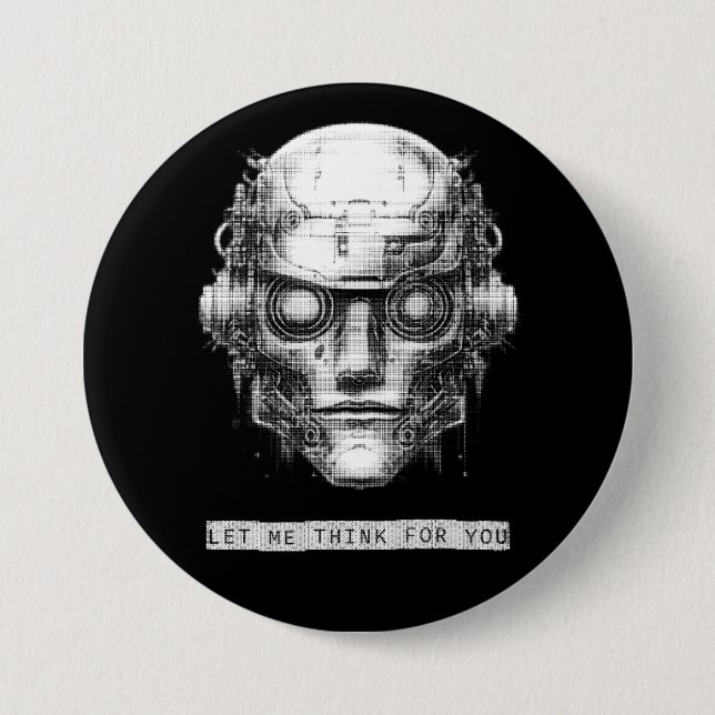 Mind Control Cyberpunk Robot 3 Inch Round Button (Front)