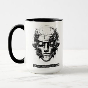 Mind Control Cyberpunk Robot Black Print Mug