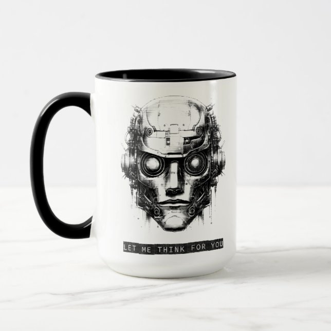 Mind Control Cyberpunk Robot Black Print Mug (Left)