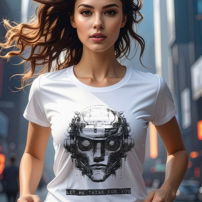 Mind Control Cyberpunk Robot Black Print T-Shirt (Creator Uploaded)