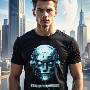 Mind Control Cyberpunk Robot Blue Grunge T-Shirt