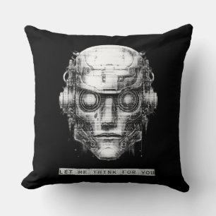 Mind Control Cyberpunk Robot Throw Pillow