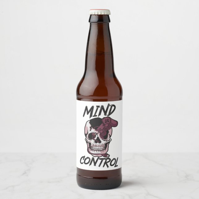 Mind control gaming design beer bottle label (Front)