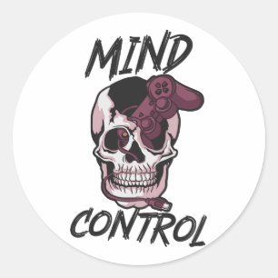 Mind control gaming design classic round sticker
