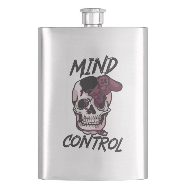 Mind control gaming design hip flask (Front)