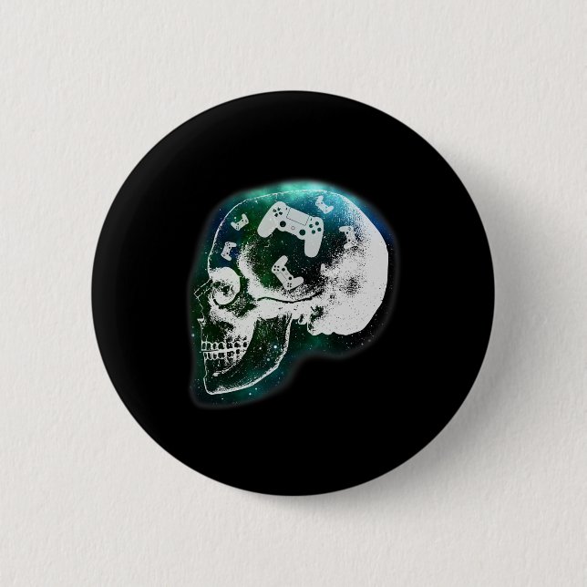 Mind Controller Skull Gaming Gamer Mens Boys Teens 2 Inch Round Button (Front)