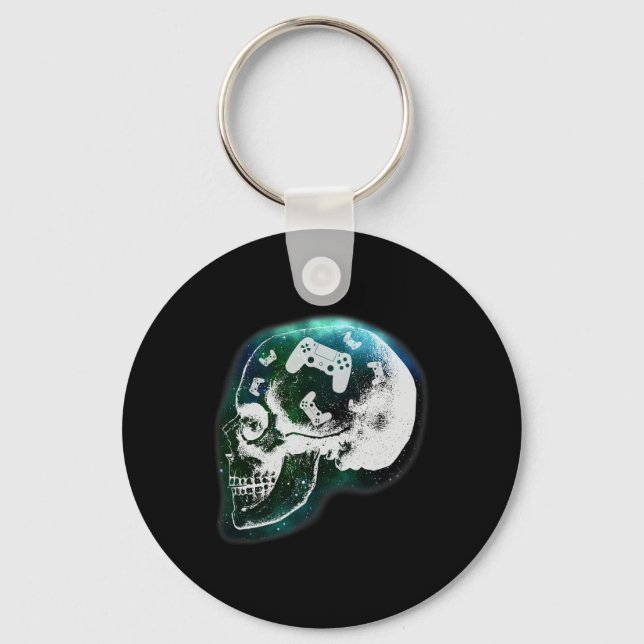 Mind Controller Skull Gaming Gamer Mens Boys Teens Keychain (Front)