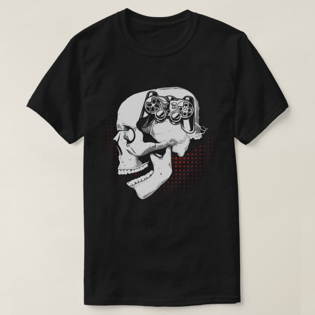 Mind Controller Skull Gaming Gamer Mens Boys Teens T-Shirt (Design Front)