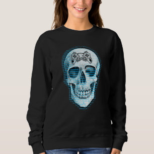 Mind Controlling Controller Skull Gaming Gamer Ske Sweatshirt