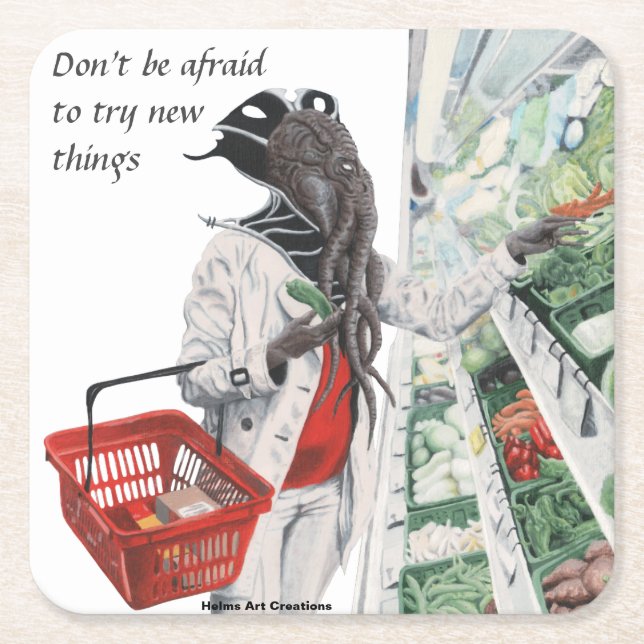 Mind Flayer Grocery Shopping Art Paper Coasters (Front)