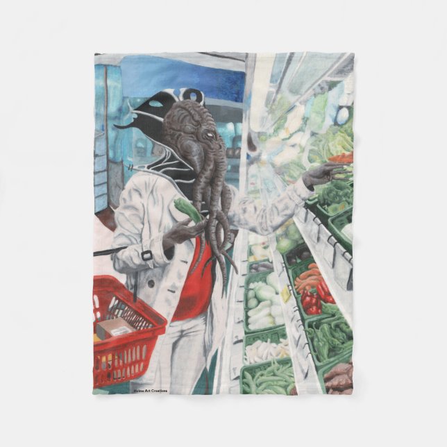 Mind Flayer Grocery Store Fantasy Art Blanket (Front)