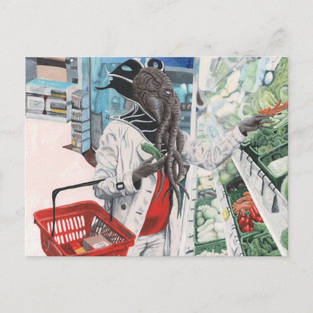 Mind Flayer Grocery Store Fantasy Art Postcard (Front)