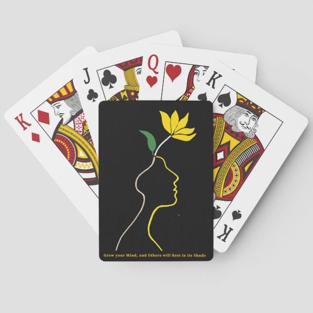 Mind in Bloom" Minimalist Line Art  Playing Cards (Back)
