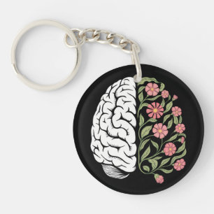 Mind in Bloom: The Balance of Logic and Nature Keychain