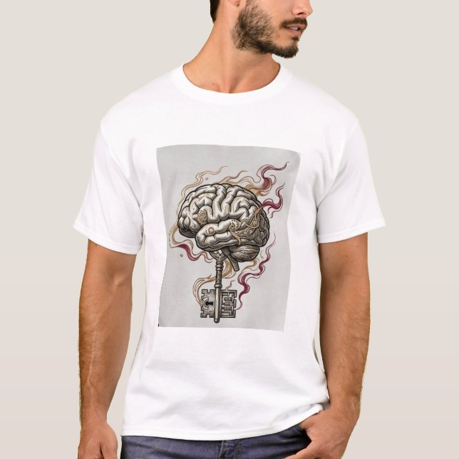 Mind Key Brain Vintage T-Shirt Design (Front)