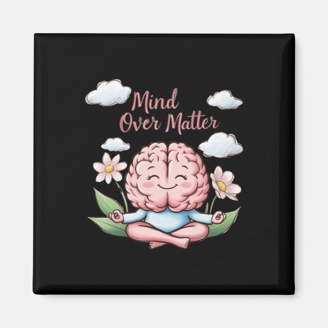 Mind Over Cartoon Brain Sticker  Magnet (Front)