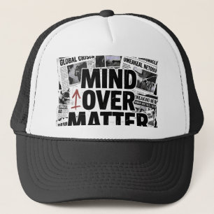 Mind Over Matter Brutalist Newspaper Graphic Hoodi Trucker Hat