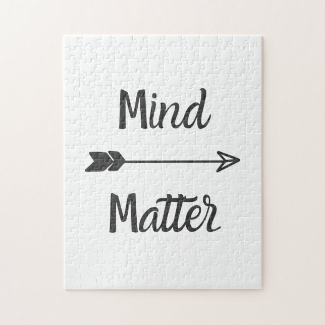 Mind Over Matter Simple Minimal Black and White Jigsaw Puzzle (Vertical)