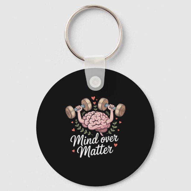 Mind Over Motivational Brain Lifting Weights  Keychain (Front)