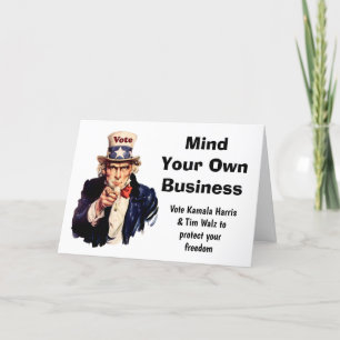 Mind Your Own Business Harris Walz 2024 Card