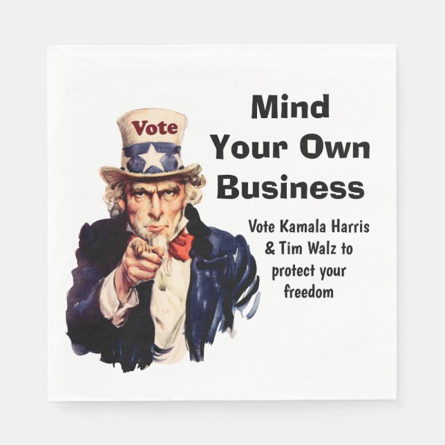 Mind Your Own Business Harris Walz 2024 Napkin (Front)