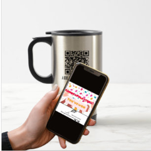  Mind Your Own Business Travel Mug   Funny QR Code
