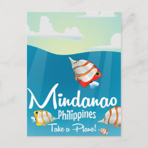 Mindanao, philippines cartoon travel poster postcard