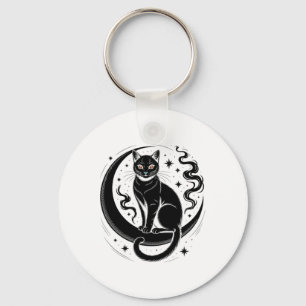 Mindful Cat Lotus Flower Yoga Spirituality Tee Keychain