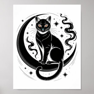 Mindful Cat Lotus Flower Yoga Spirituality Tee  Poster