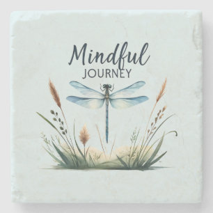 Mindful Journey - Artistic Dragonfly Stone Coaster