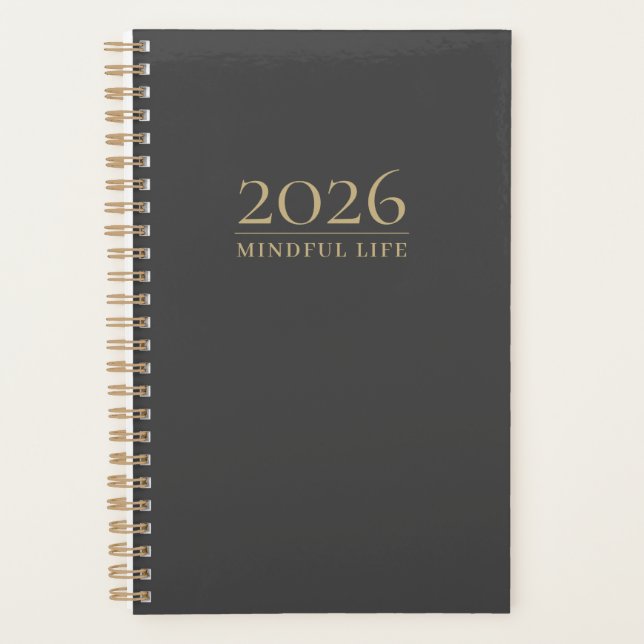Mindful Life Custom Initials |  2026 Minimalist Planner (Front)