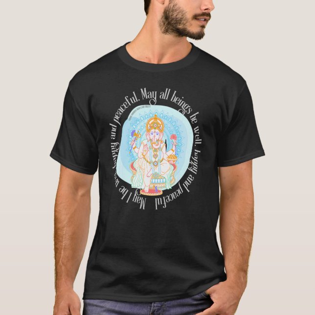 Mindful Lotus Ganesh Spiritual Divine Yoga Meditat T-Shirt (Front)