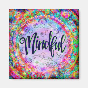 Mindful Whimsical Purple Floral Inspirational Fun Magnet