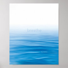 Mindfulness blue and white water minimalist poster