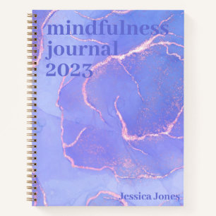 Mindfulness Blue Gold Watercolor Marbled Notebook