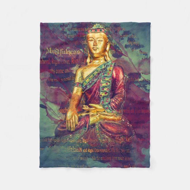 Mindfulness Buddha Fleece Blanket (Front)