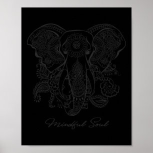 Mindfulness Saying Mandala Elephant Yoga Tee Mindf Poster
