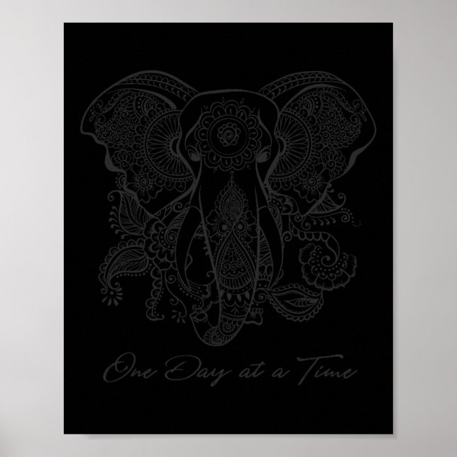 Mindfulness Saying Mandala Elephant Yoga Tee One D Poster (Front)